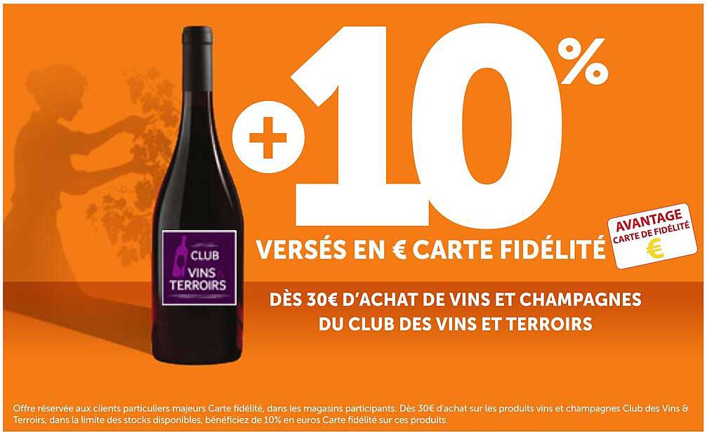 +10% versés en € carte fidélité