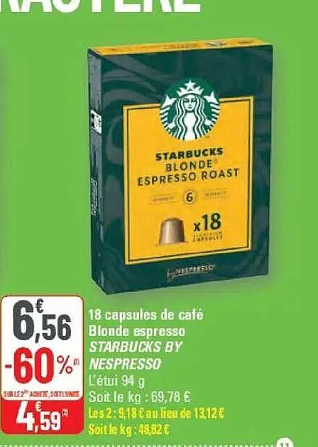 18 capsules de café Blonde espresso STARBUCKS BY NESPRESSO