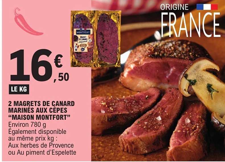 2 MAGRETS DE CANARD MARINÉS AUX CÈPES “MAISON MONFORT”