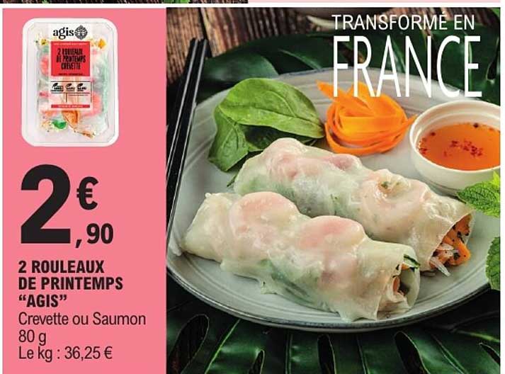 2 ROULEAUX DE PRINTEMPS “AGIS” Crevette ou Saumon 80 g