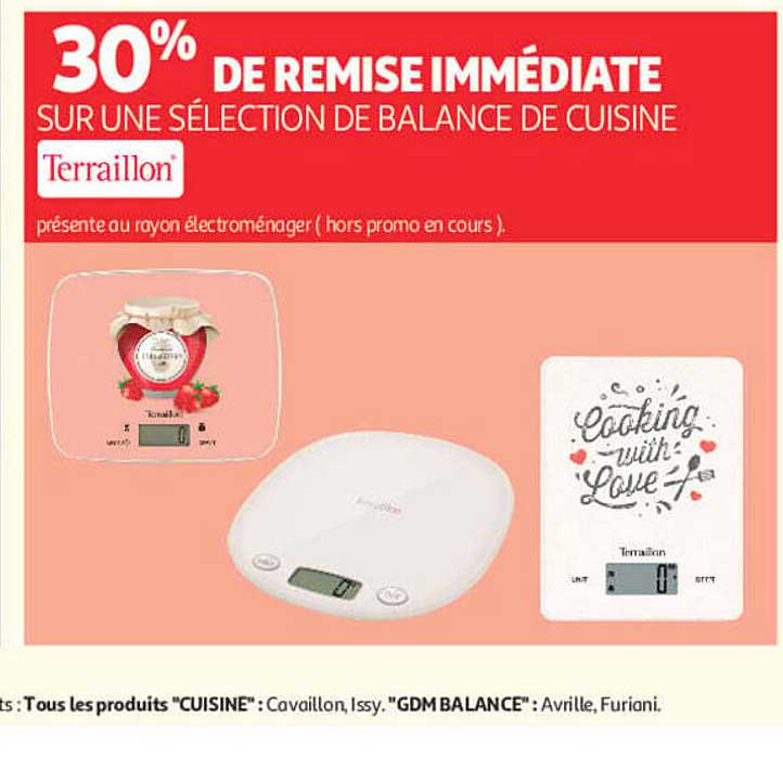 30% DE REMISE IMMÉDIATE SUR UNE SÉLECTION DE BALANCE DE CUISINE