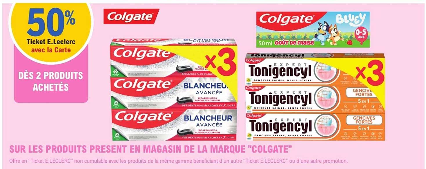 50% Ticket E.Leclerc avec la Carte DÈS 2 PRODUITS ACHETÉS