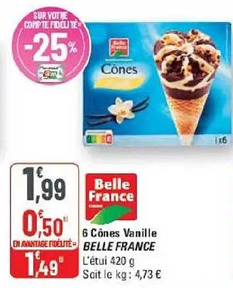 6 Cônes Vanille BELLE FRANCE