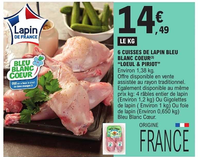 6 CUISSES DE LAPIN BLEU BLANC COEUR("LOEUL & PIRIOT")