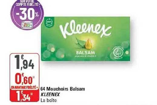 64 Mouchoirs Balsam KLEENEX La boîte