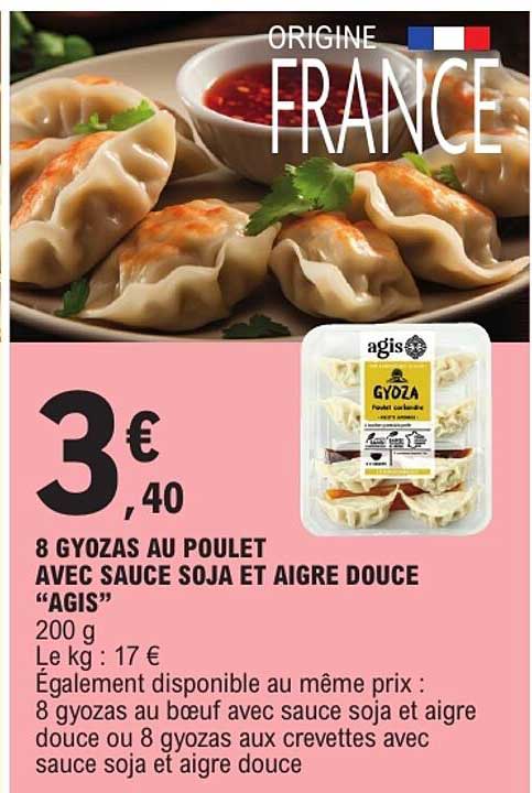 8 GYOZAS AU POULET AVEC SAUCE SOJA ET AIGRE DOUCE “AGIS”