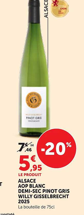 ALSACE AOP BLANC DEMI-SEC PINOT GRIS WILLY GISSELBRECHT 2025
