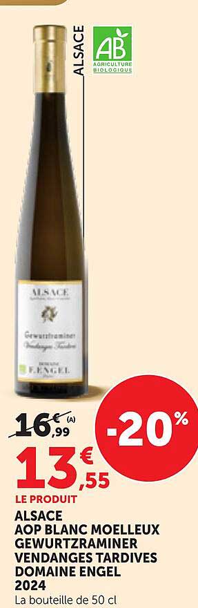 ALSACE AOP BLANC MOELLEUX GEWURZTRAMINER VENDANGES TARDIVES DOMAINE ENGEL 2024