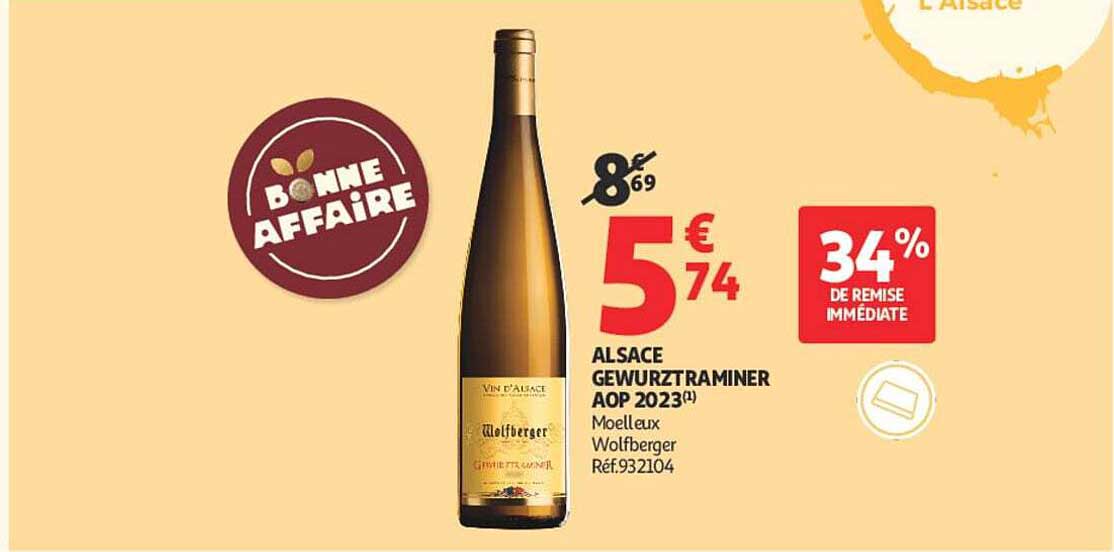 ALSACE GEWURZTRAMINER AOP 2023(1) Moelleux Wolfberger Réf.932104