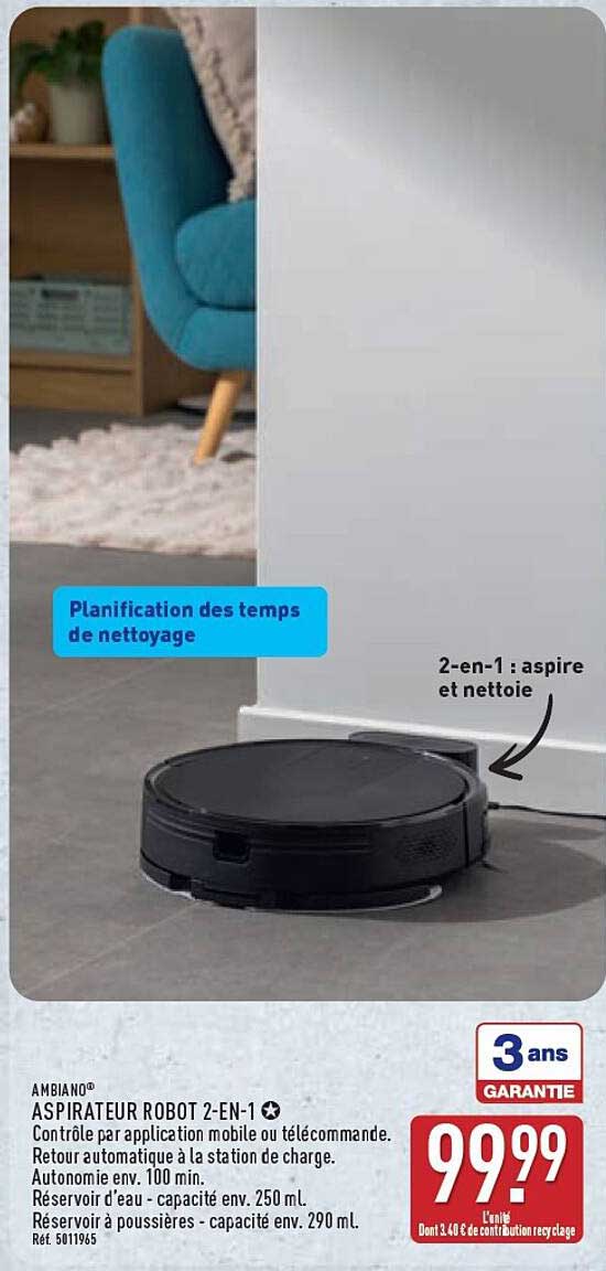 AMBIANO® ASPIRATEUR ROBOT 2-EN-1