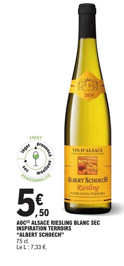 AOC ALSACE RIESLING BLANC SEC INSPIRATION TERROIRS “ALBERT SCHOECH”