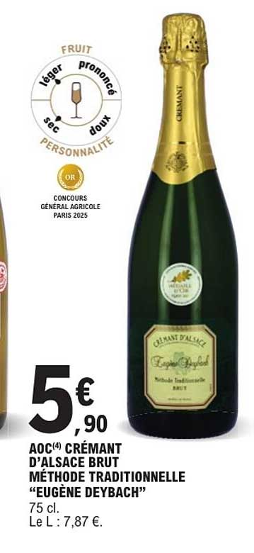 AOC(4) CRÉMANT D'ALSACE BRUT MÉTHODE TRADITIONNELLE "EUGÈNE DEYBACH"