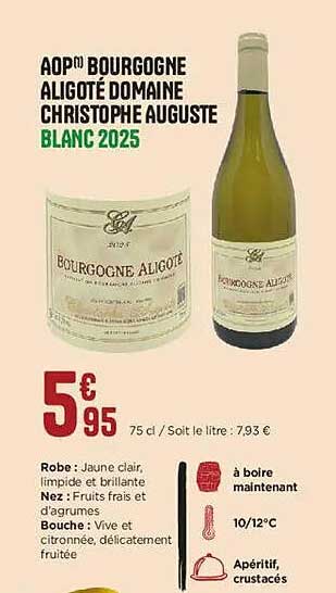 AOP BOURGOGNE ALIGOTÉ DOMAINE CHRISTOPHE AUGUSTE BLANC 2025