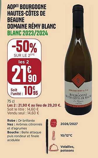 AOP BOURGOGNE HAUTES-CÔTES DE BEAUNE DOMAINE RÉMY BLANC BLANC 2023/2024