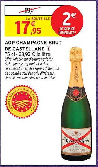 AOP CHAMPAGNE BRUT DE CASTELLANE 75 cl - 23,93 € le litre