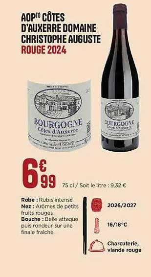AOP CÔTES D’AUXERRE DOMAINE CHRISTOPHE AUGUSTE ROUGE 2024