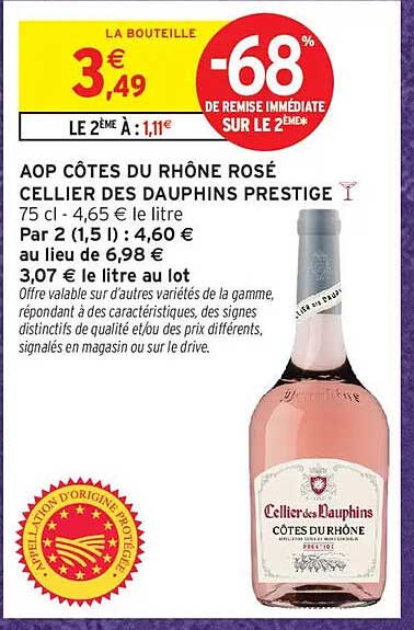 AOP CÔTES DU RHÔNE ROSÉ CELLIER DES DAUPHINS PRESTIGE