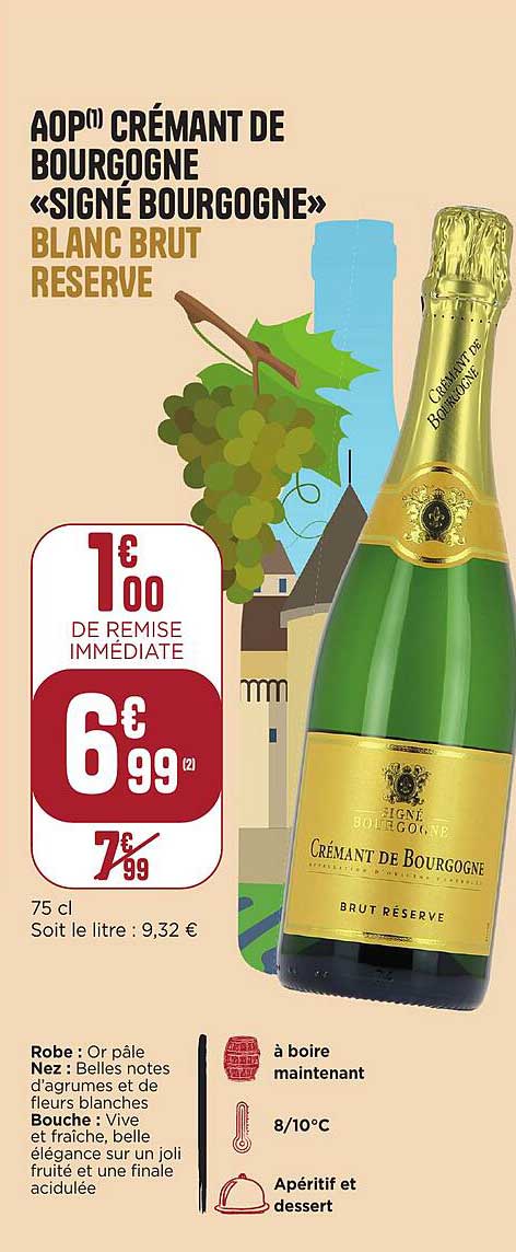 AOP Crémant de Bourgogne «Signé Bourgogne» Blanc Brut Réserve