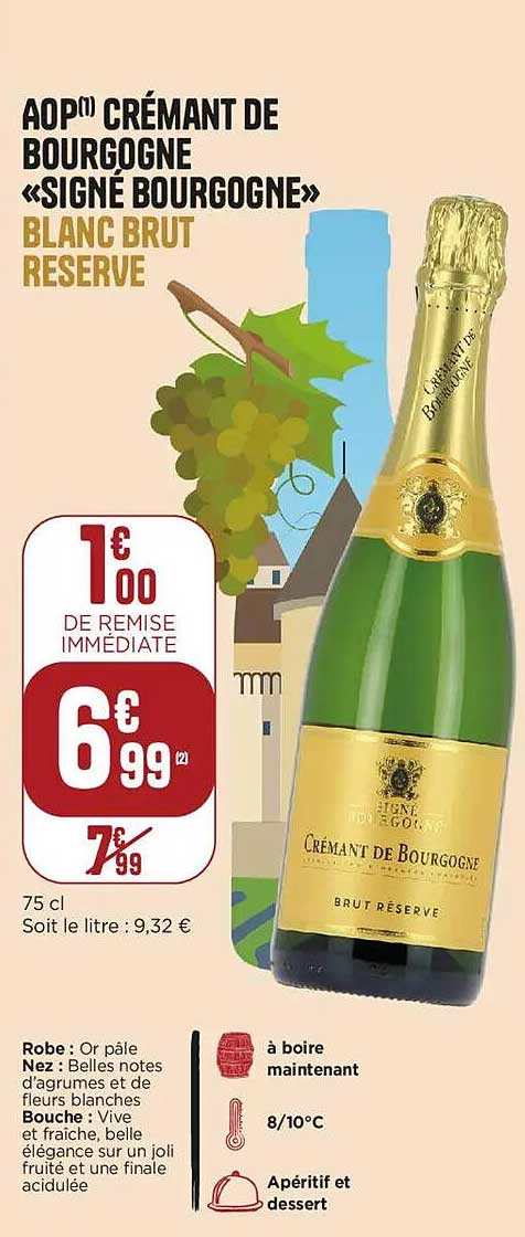 AOP Crémant de Bourgogne «Signe Bourgogne» Blanc Brut Réserve