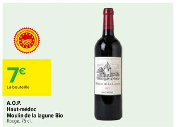 A.O.P. Haut-médoc Moulin de la lagune Bio Rouge, 75 cl.