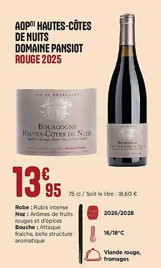 AOP HAUTES-CÔTES DE NUITS DOMAINE PANSIOT ROUGE 2025