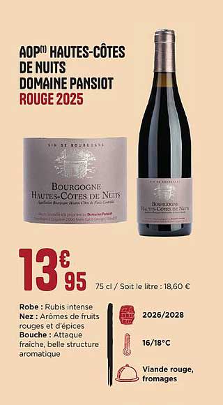 AOP HAUTES-CÔTES DE NUITS DOMAINE PANSIOT ROUGE 2025