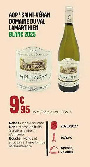 AOP SAINT-VÉRAN DOMAINE DU VAL LAMARTINIEN BLANC 2025