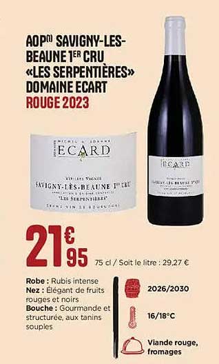 AOP Savigny-les-Beaune 1er cru «Les Serpentières» Domaine Ecard Rouge 2023