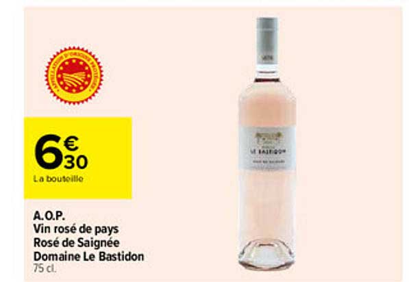 A.O.P. Vin rosé de pays Rosé de Saignée Domaine Le Bastidon 75 cl.