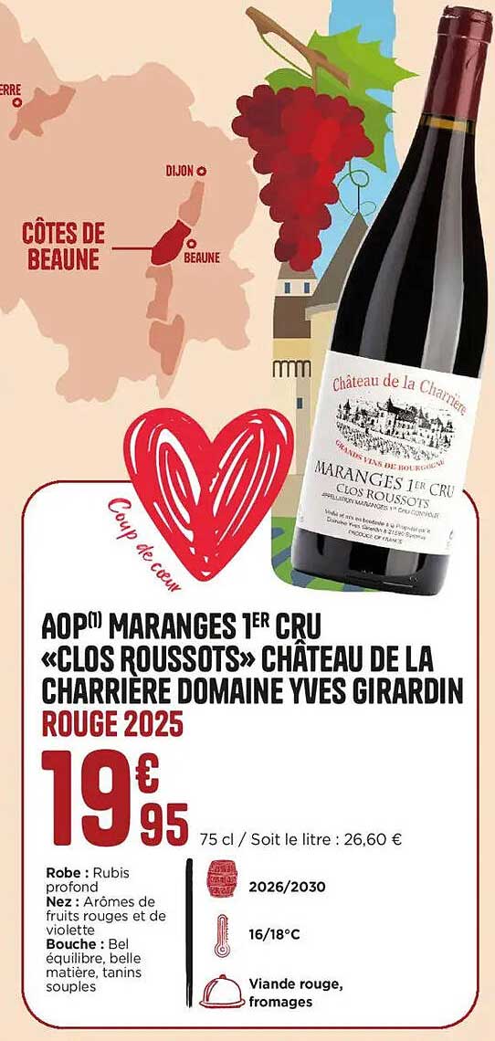 AOP(1) MARANGES 1ER CRU «CLOS ROUSSOTS» CHÂTEAU DE LA CHARRIÈRE DOMAINE YVES GIRARDIN ROUGE 2025