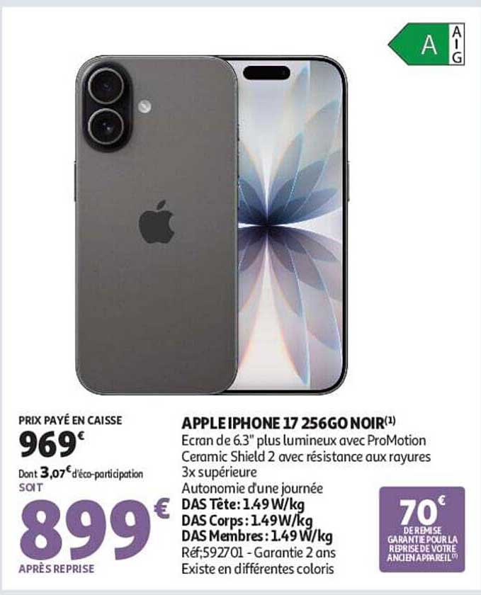 APPLE IPHONE 17 256GO NOIR