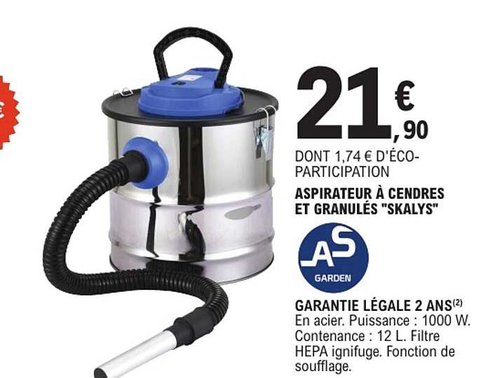 ASPIRATEUR À CENDRES ET GRANULÉS "SKALYS"