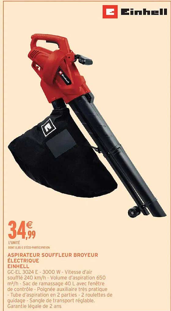 ASPIRATEUR SOUFFLEUR BROYEUR ÉLECTRIQUE EINHELL