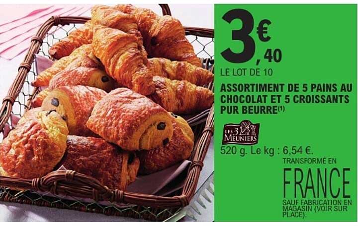 ASSORTIMENT DE 5 PAINS AU CHOCOLAT ET 5 CROISSANTS PUR BEURRE