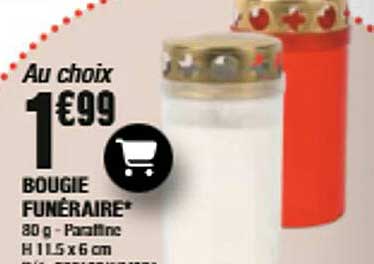 Au choix 1€99 BOUGIE FUNÉRAIRE*
