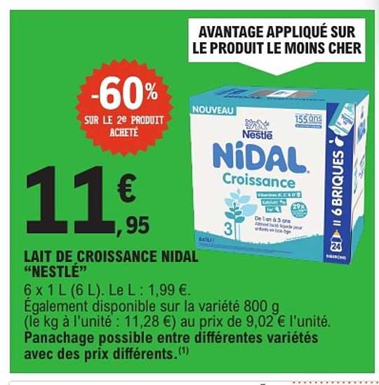AVANTAGE APPLIQUÉ SUR LE PRODUIT LE MOINS CHER