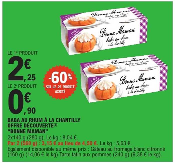BABA AU RHUM À LA CHANTILLY OFFRE DÉCOUVERTE “BONNE MAMAN”