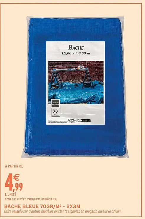 BÂCHE BLEUE 70GR/M² - 2X3M