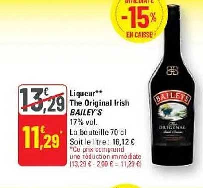 BAILEY'S The Original Irish 17% vol. La bouteille 70 cl