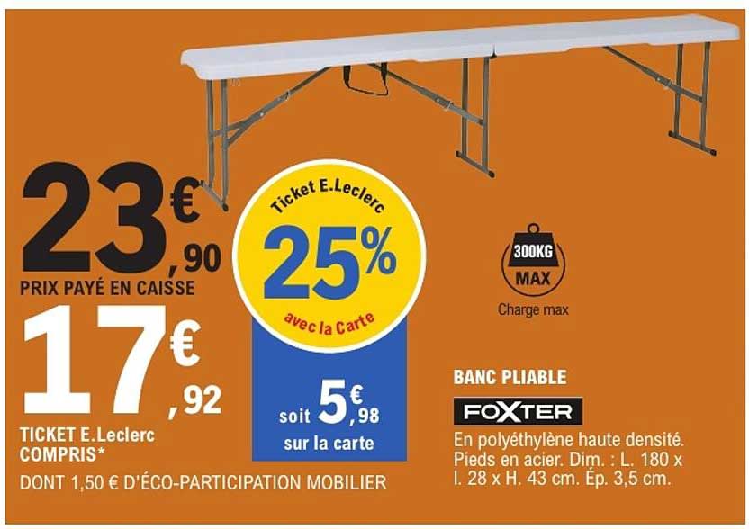 BANC PLIABLE FOXTER
