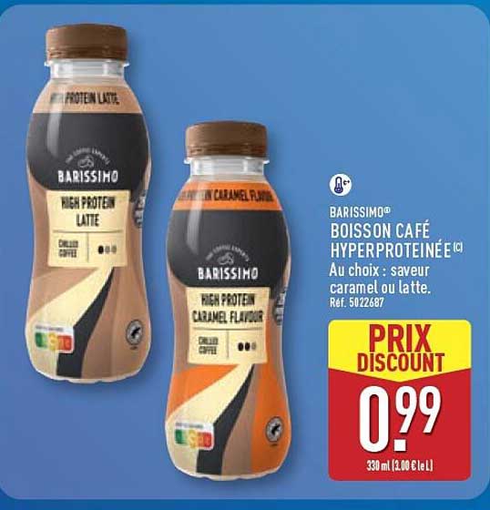 BARISSIMO® BOISSON CAFÉ HYPERPROTÉINÉE (C) Au choix : saveur caramel ou latte.