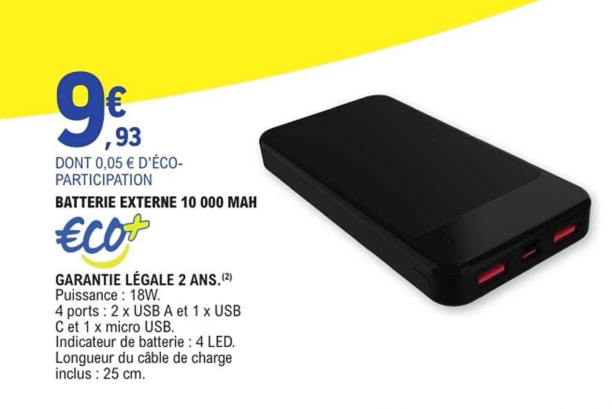 BATTERIE EXTERNE 10 000 MAH