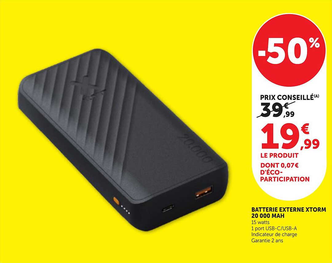 BATTERIE EXTERNE XTORM 20 000 MAH