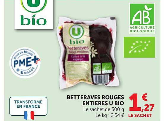 BETTERAVES ROUGES ENTIÈRES U BIO