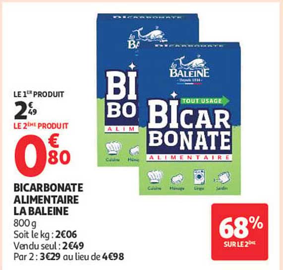 BICARBONATE ALIMENTAIRE LA BALEINE 800 g