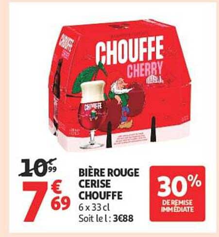BIÈRE ROUGE CERISE CHOUFFE 6 x 33 cl Soit le l : 3€88