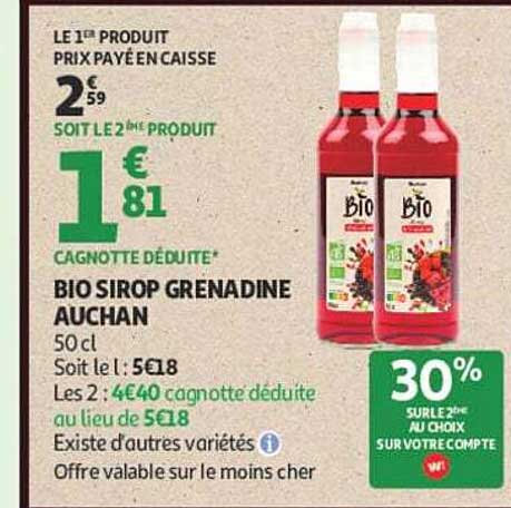 BIO SIROP GRENADINE AUCHAN