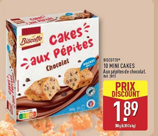 Biscotto 10 mini cakes aux pépites de chocolat