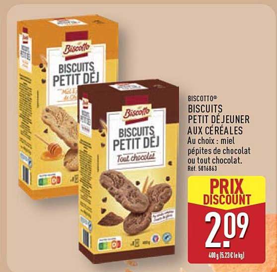 BISCOTTO BISCUITS PETIT DÉJEUNER AUX CÉRÉALES