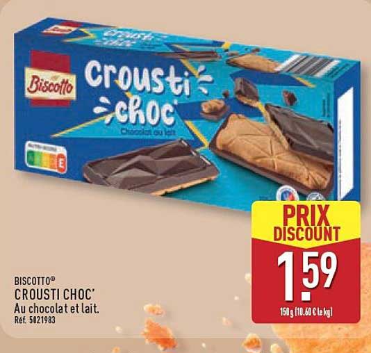 BISCOTTO® CROUSTI CHOC' Au chocolat et lait. Réf. 5021983